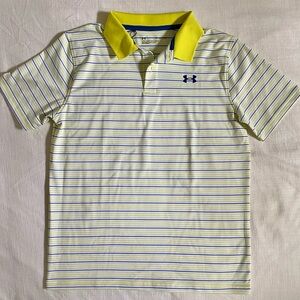 Under Armour Yellow Collar Polo with Blue and Yellow Stripes